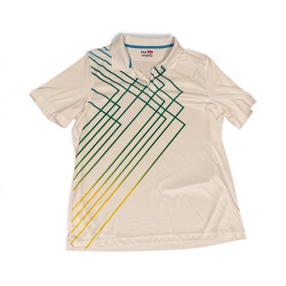 FILA SPORT‎ GOLF POLO SHIRT MEN'S SHORT SLEEVE WHITE SIZE XL GRAPHIC